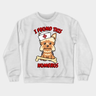 Funny Yorkshire terrier tells a lame joke Crewneck Sweatshirt